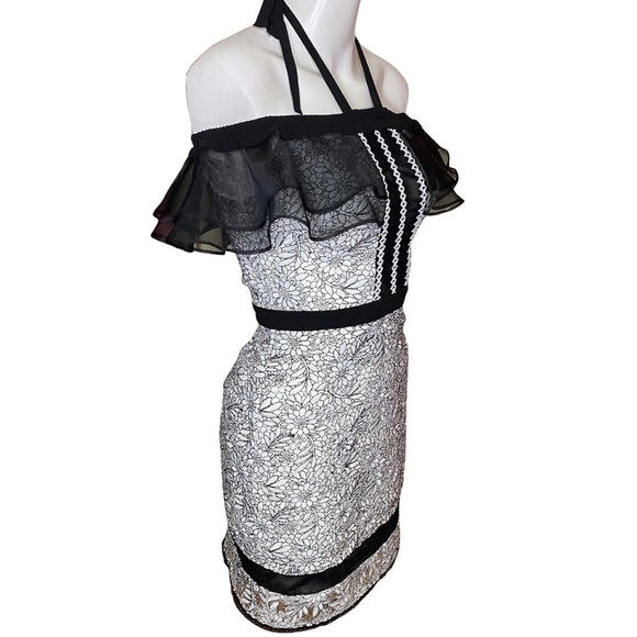 Stylestalker Dress Black & White Floral Minidress Size XS - Picture 2 of 8